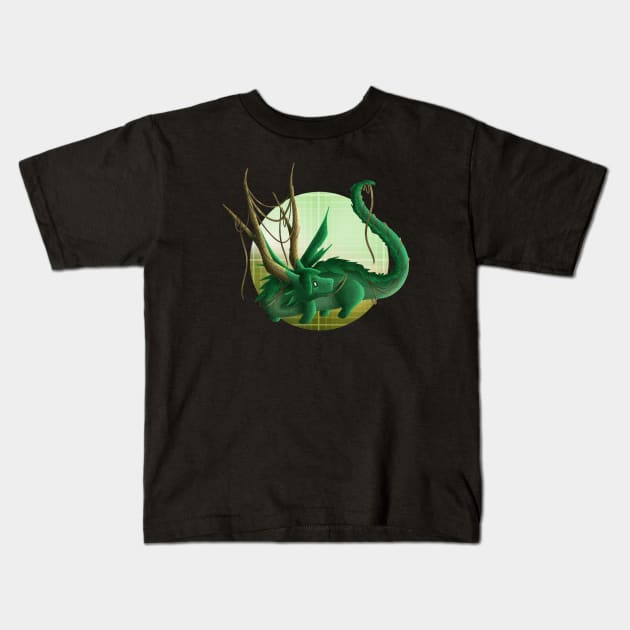 Kawaii Forest Dragon - With Background Kids T-Shirt by Chiisa